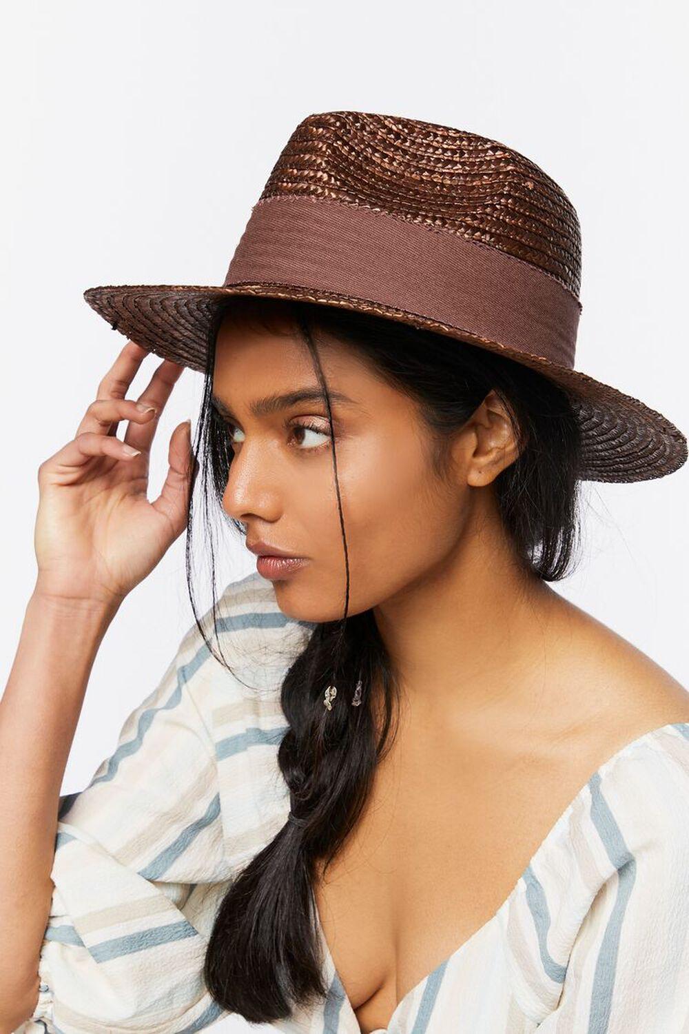 Ribbon-Trim Straw Fedora | Forever 21 Product Image