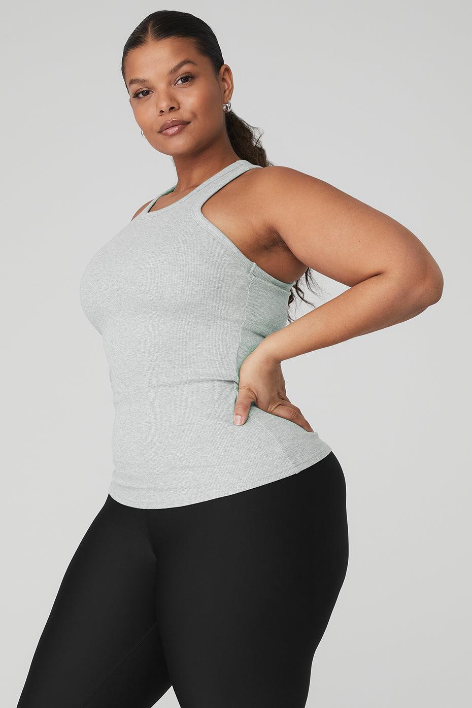 Ribbed Aspire Full Length Tank - Athletic Heather Grey Female Product Image