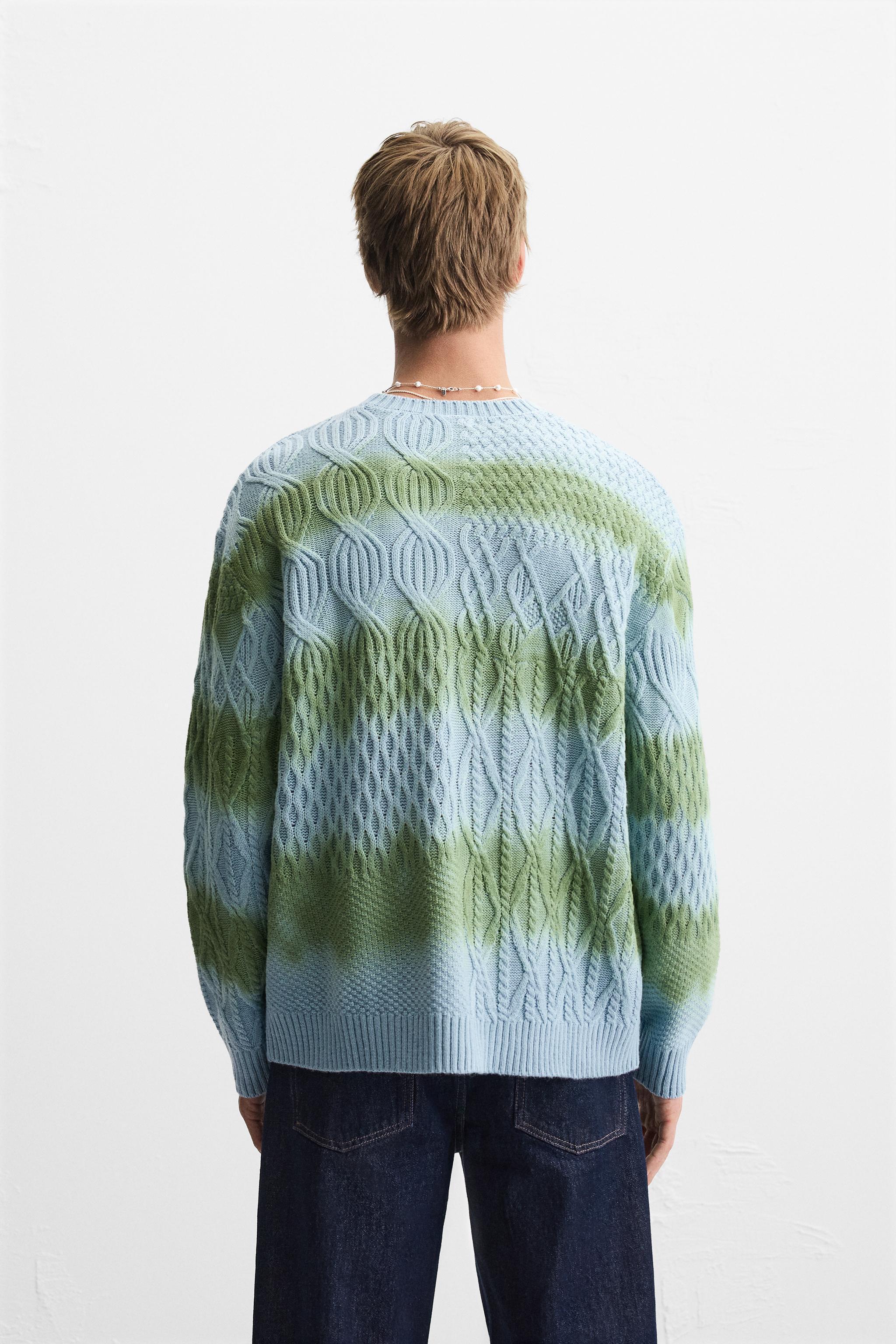 CABLE KNIT SPRAY PRINT SWEATER Product Image