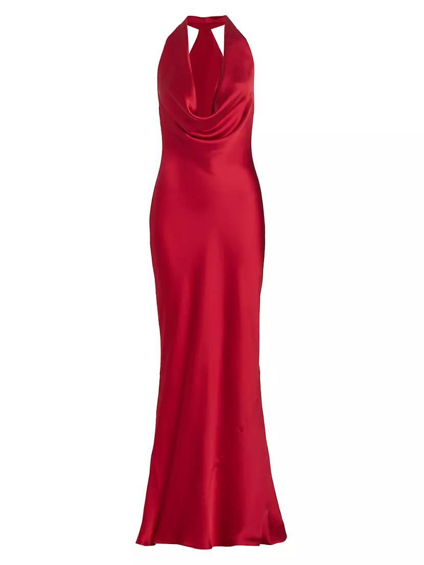 Cowl-Neck Satin Gown Product Image