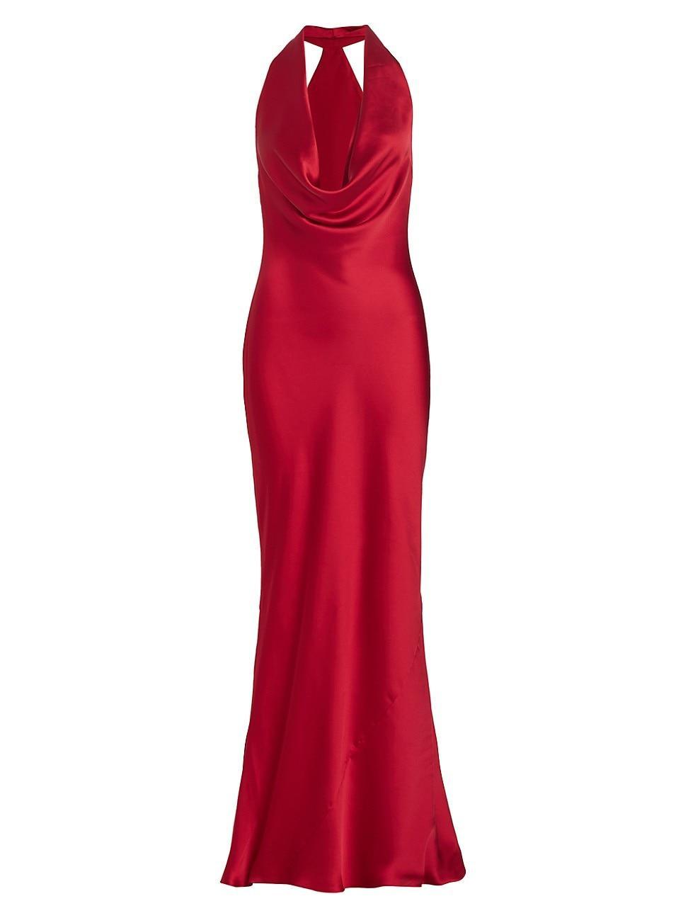 Womens Cowl-Neck Satin Gown Product Image