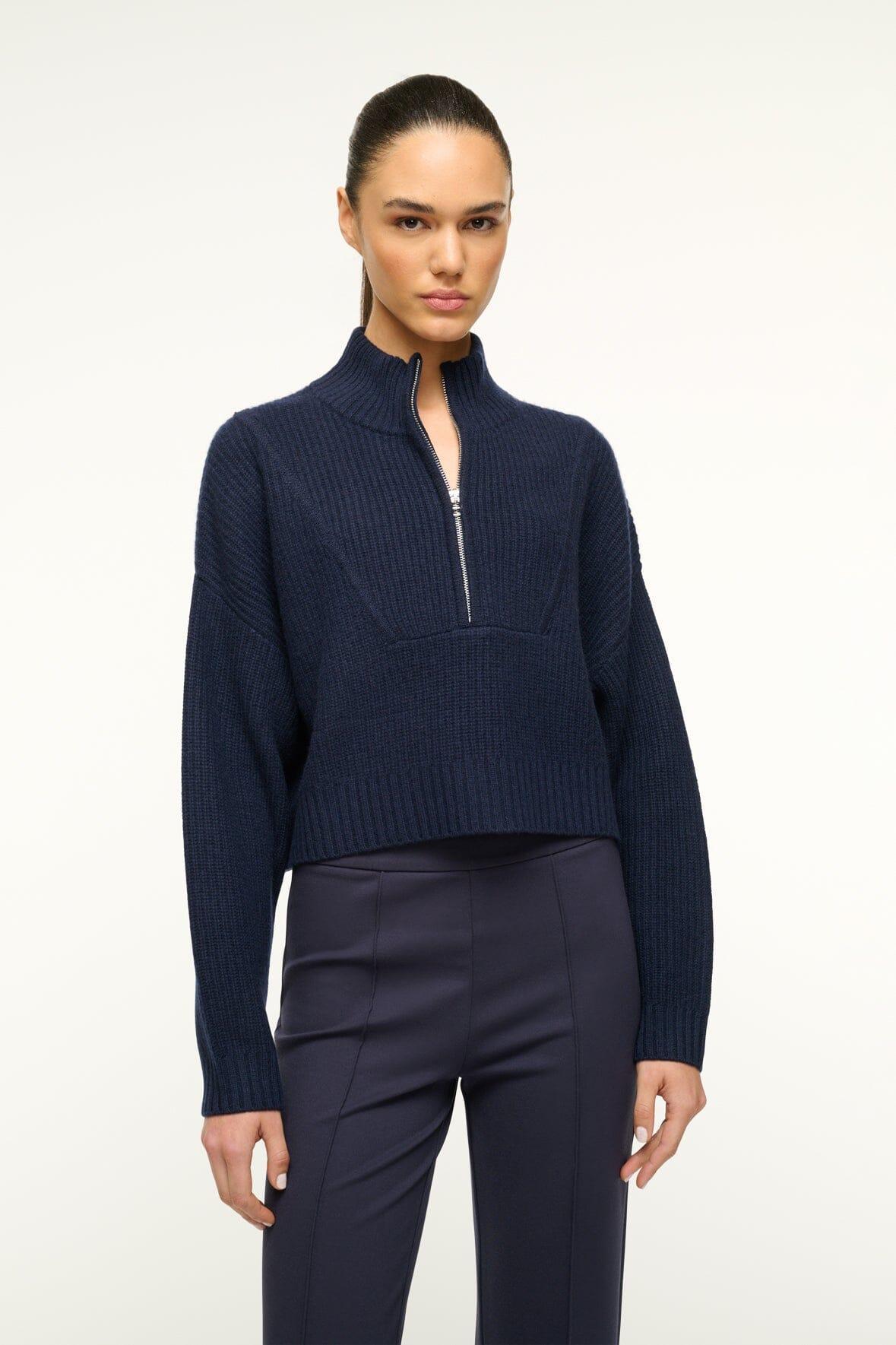 CASHMERE CROPPED HAMPTON SWEATER | NAVY Product Image