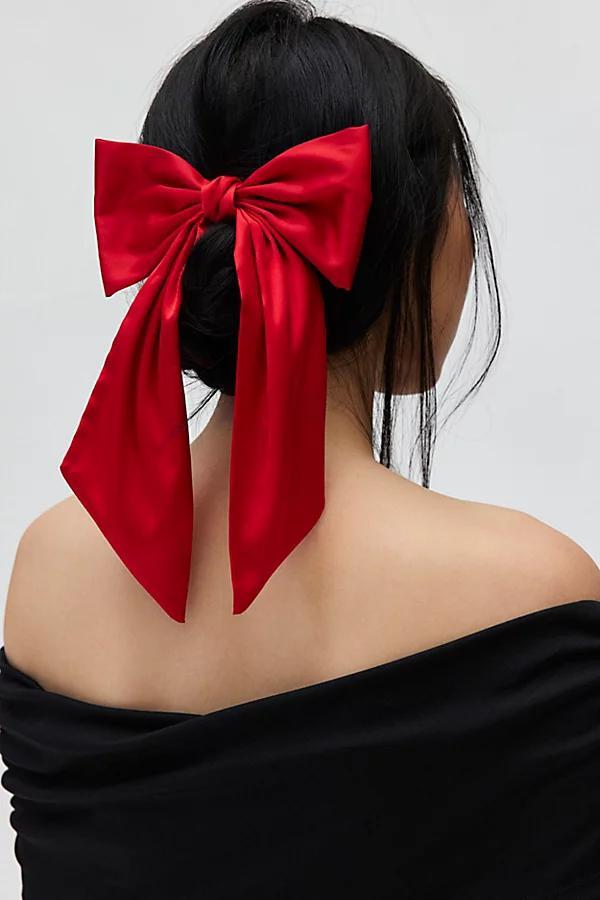 Matte Satin Hair Bow Clip Womens at Urban Outfitters Product Image