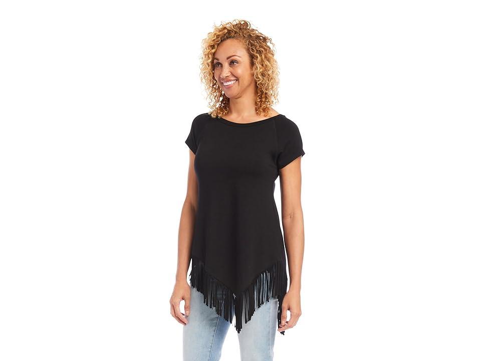 Karen Kane Angled Fringe Top Women's Clothing Product Image