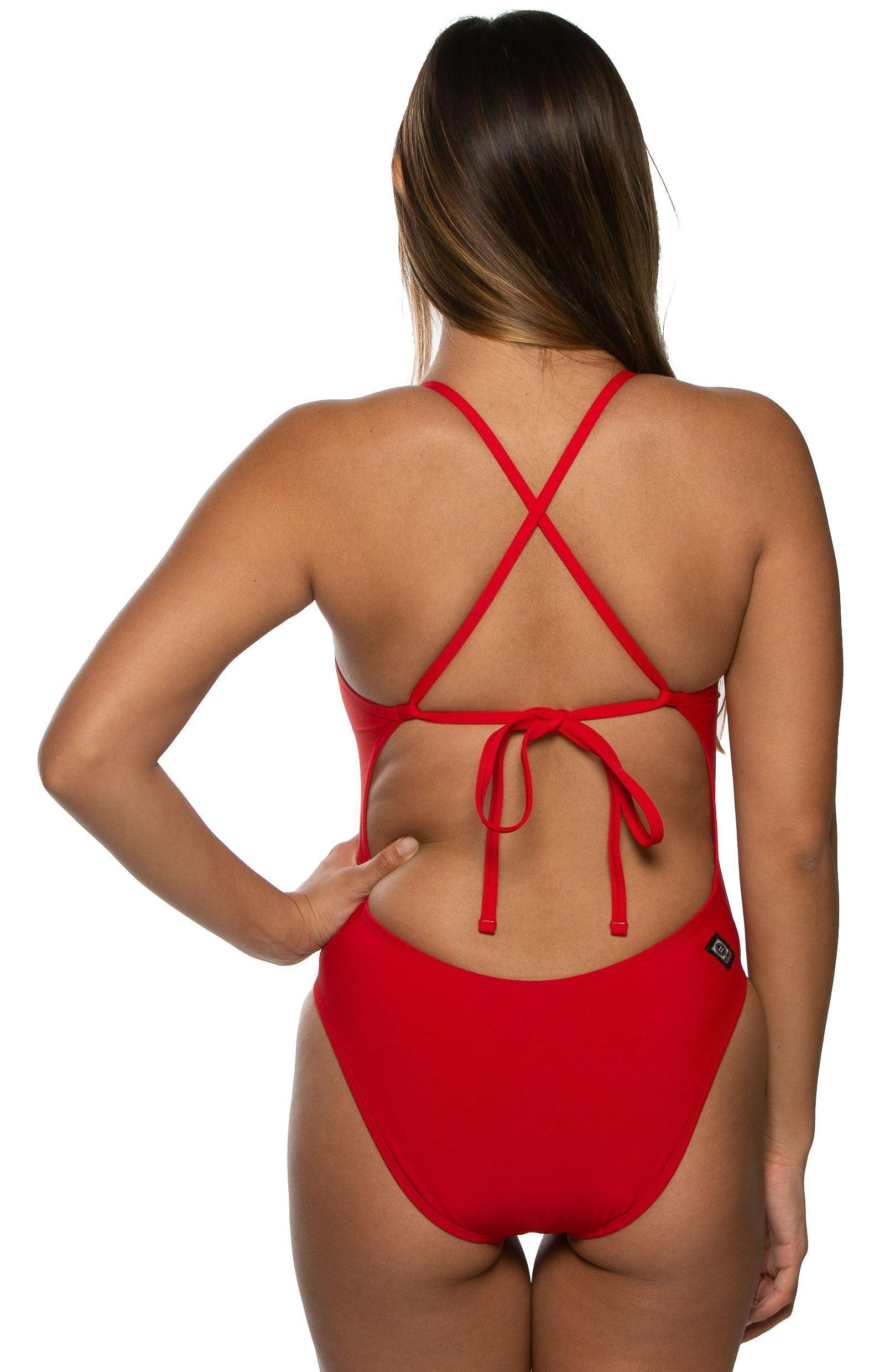 Jackson 4 Swim Onesie - Red Female Product Image