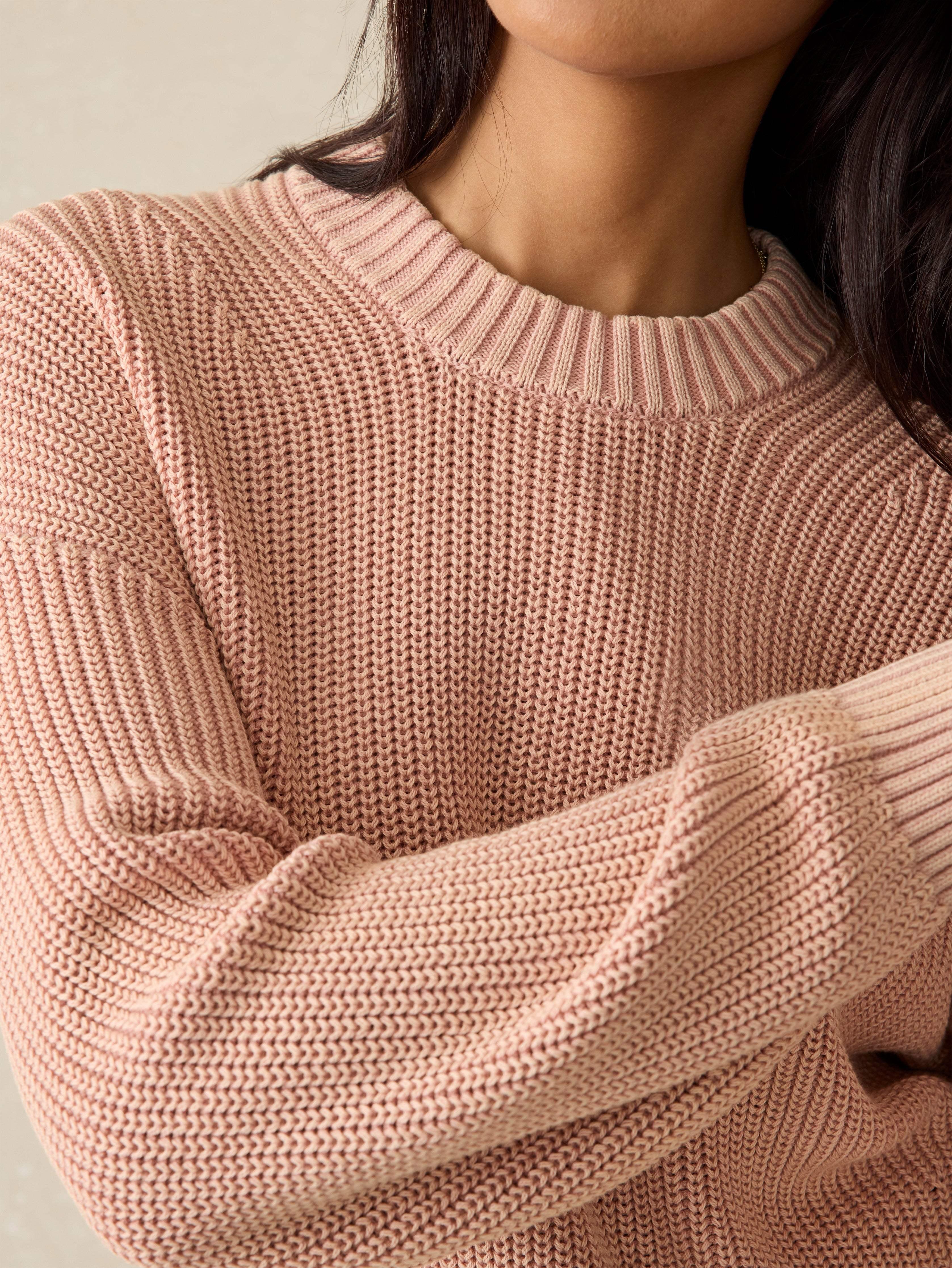 Sunwashed Fisherman Sweater - Mahogany Rose Female Product Image