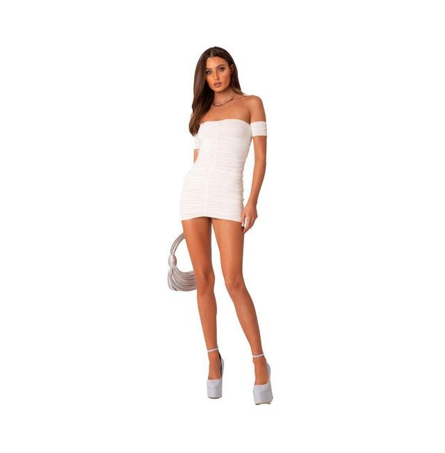 EDIKTED Mira Off the Shoulder Minidress in White at Nordstrom, Size Small Product Image