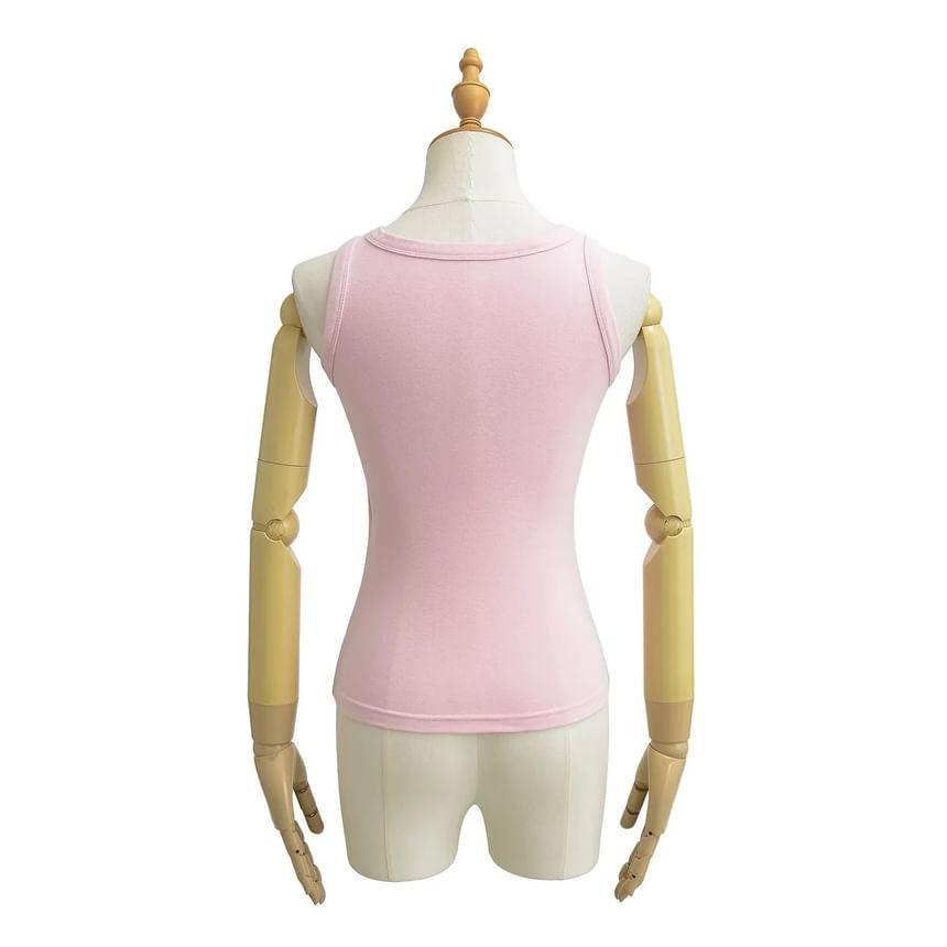 Scoop Neck Padded Slim Fit Tank Top Product Image