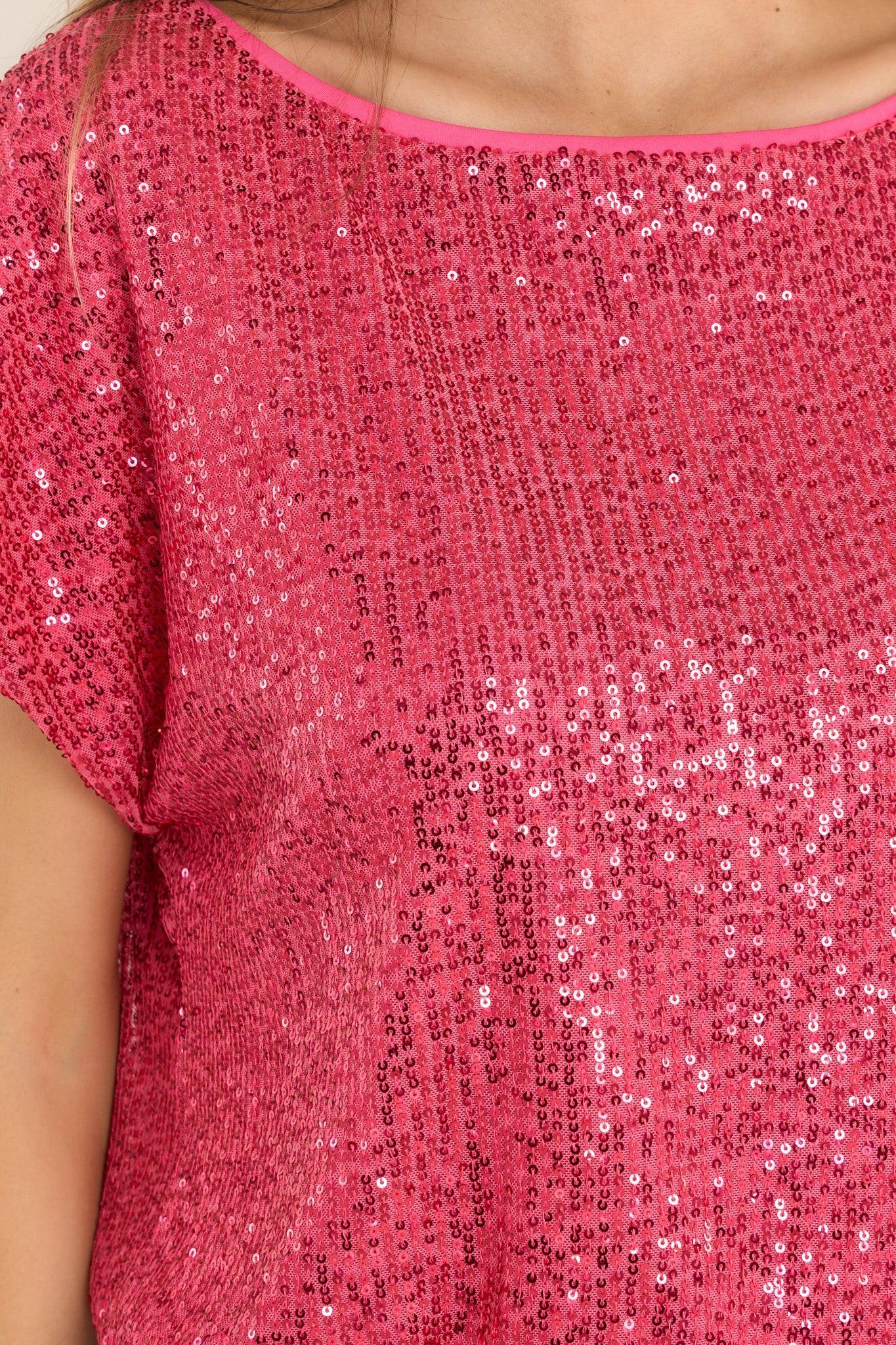 I'm Tempted Hot Pink Sequin Top Product Image