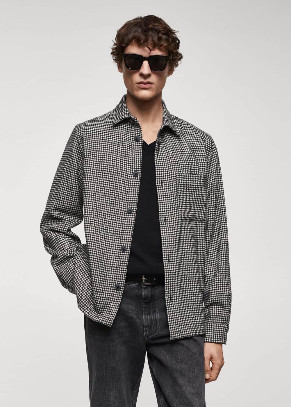 MANGO MAN - Houndstooth overshirt blackMen Product Image