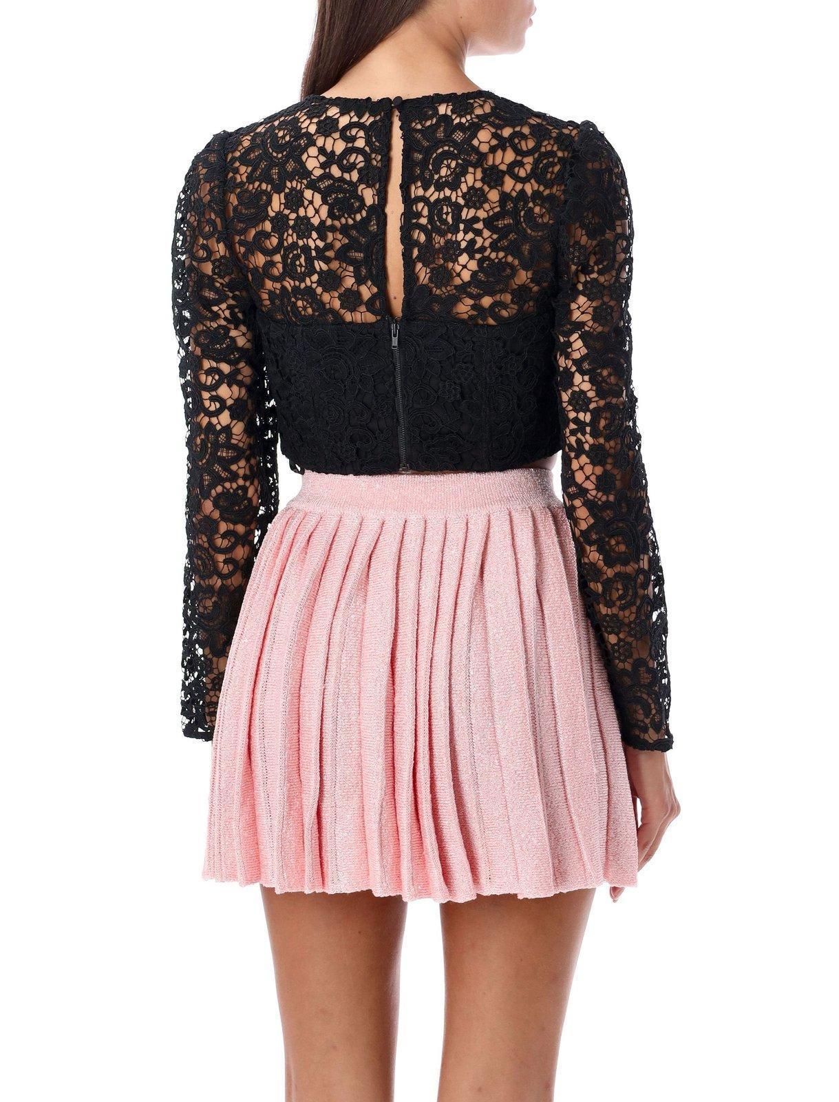 Cord Laced Cropped Top In Black Product Image