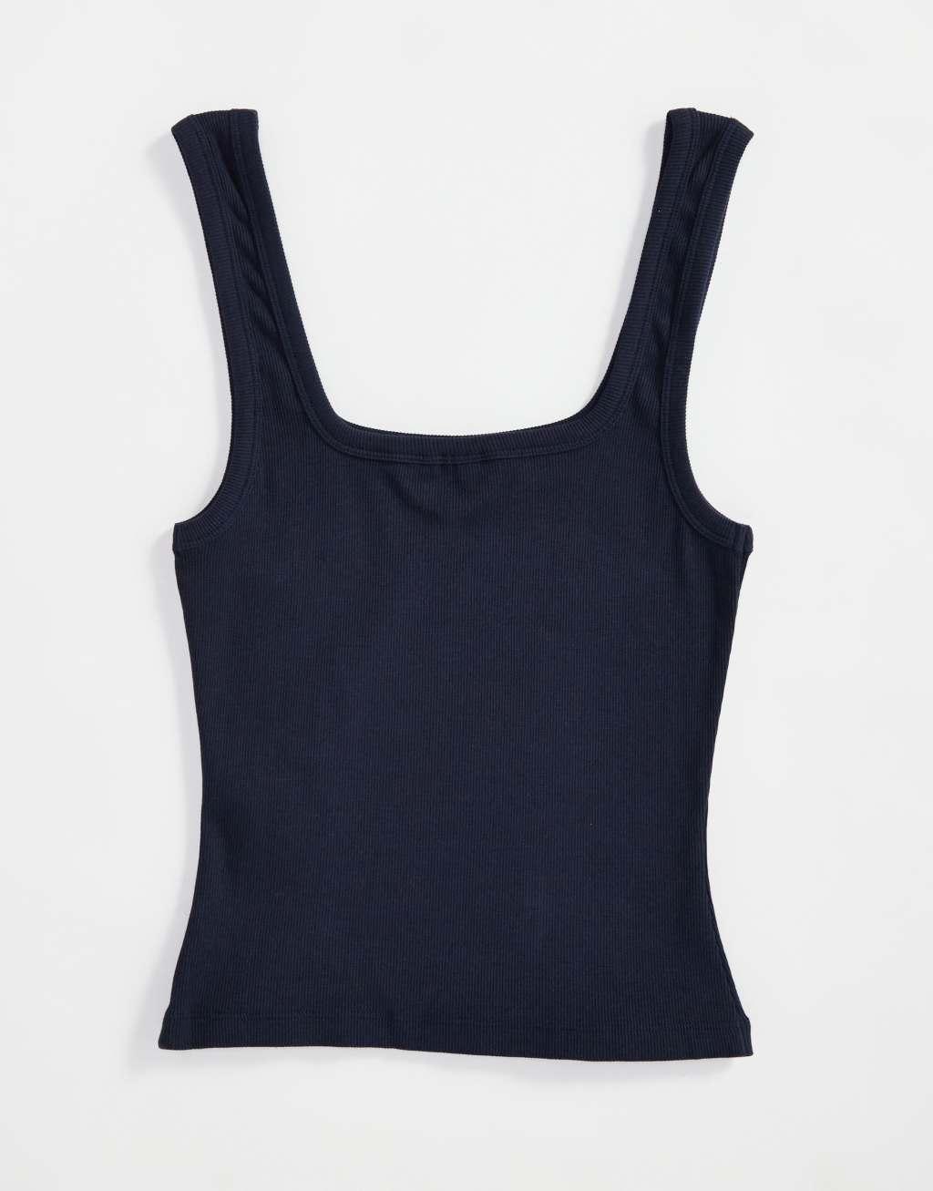 ASOS DESIGN low square neck tank top in navy Product Image