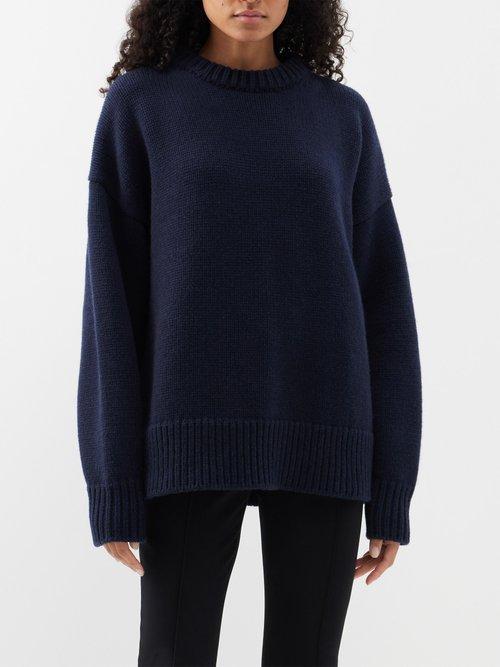 The Row - Ophelia Wool-blend Sweater - Womens - Navy Product Image