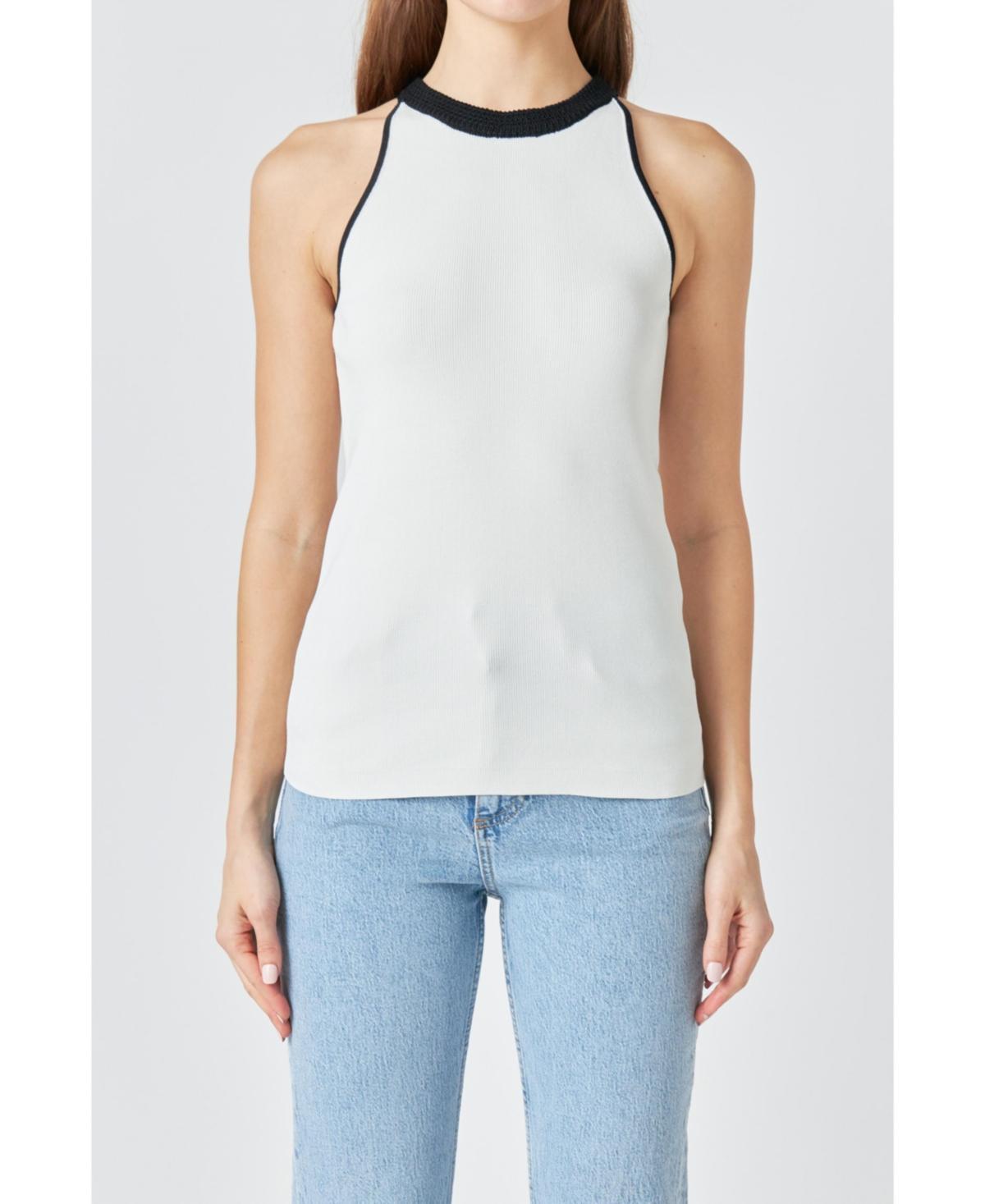 endless rose Womens Contrast Halter Neck Top - White Product Image