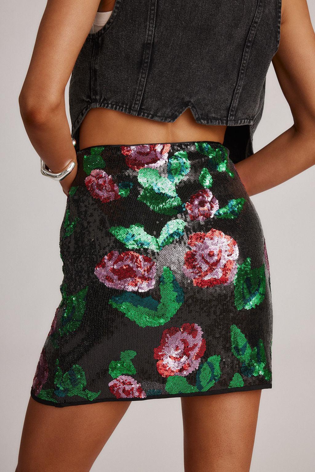 Rose Sequin Mini Skirt Product Image