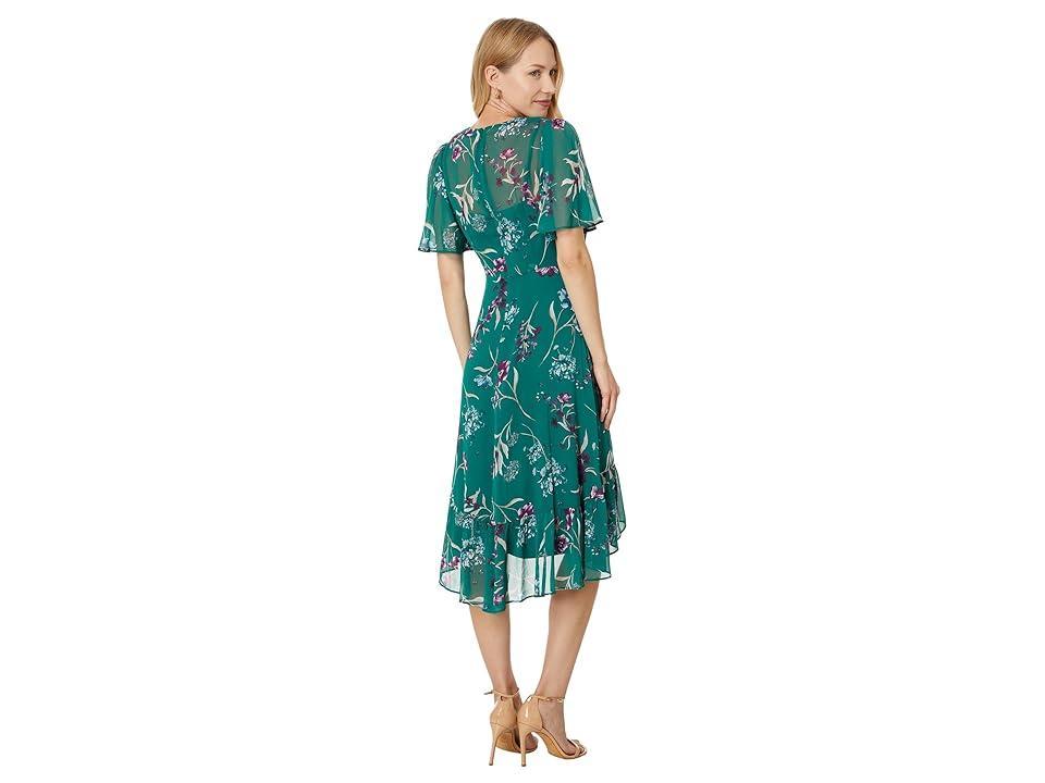 Calvin Klein Chiffon Floral Midi (Sequoia ) Women's Dress Product Image