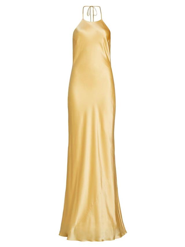 Womens Jeany Silk Halter Gown Product Image