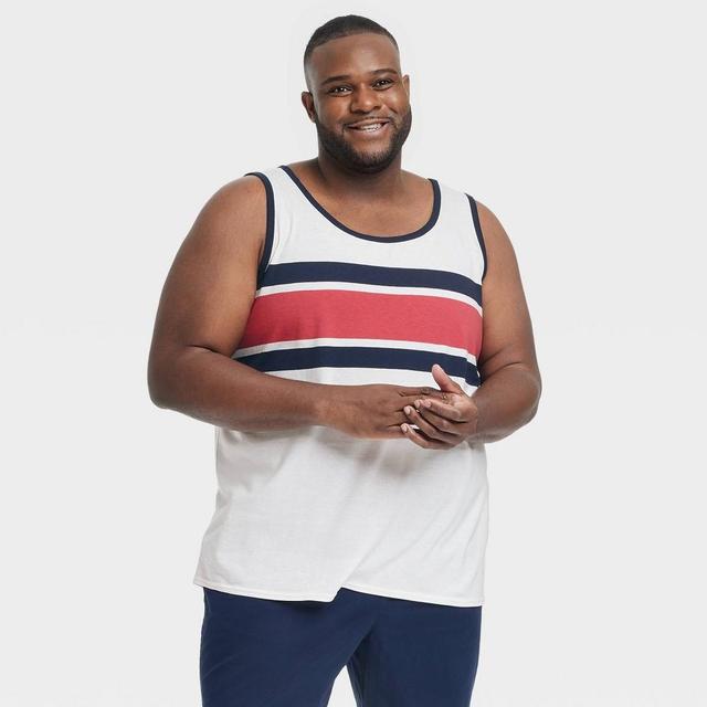 Mens Big & Tall Striped Regular Fit Tank Top - Goodfellow & Co Off-White XXLT Product Image