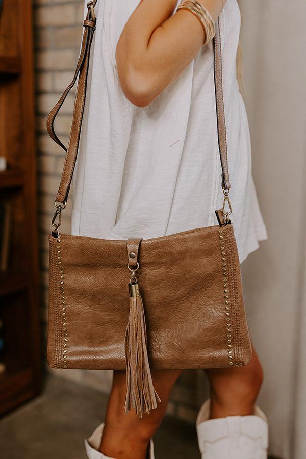 Cityscape Chic Faux Leather Crossbody In Mocha Product Image