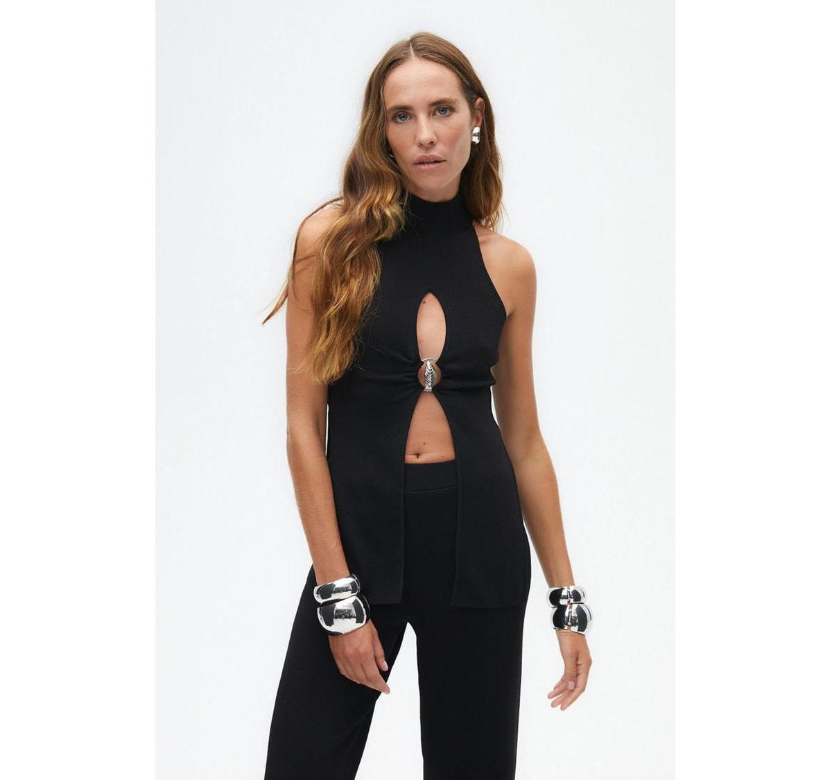 Women's Turtleneck Cut-Out Detailed Top Product Image