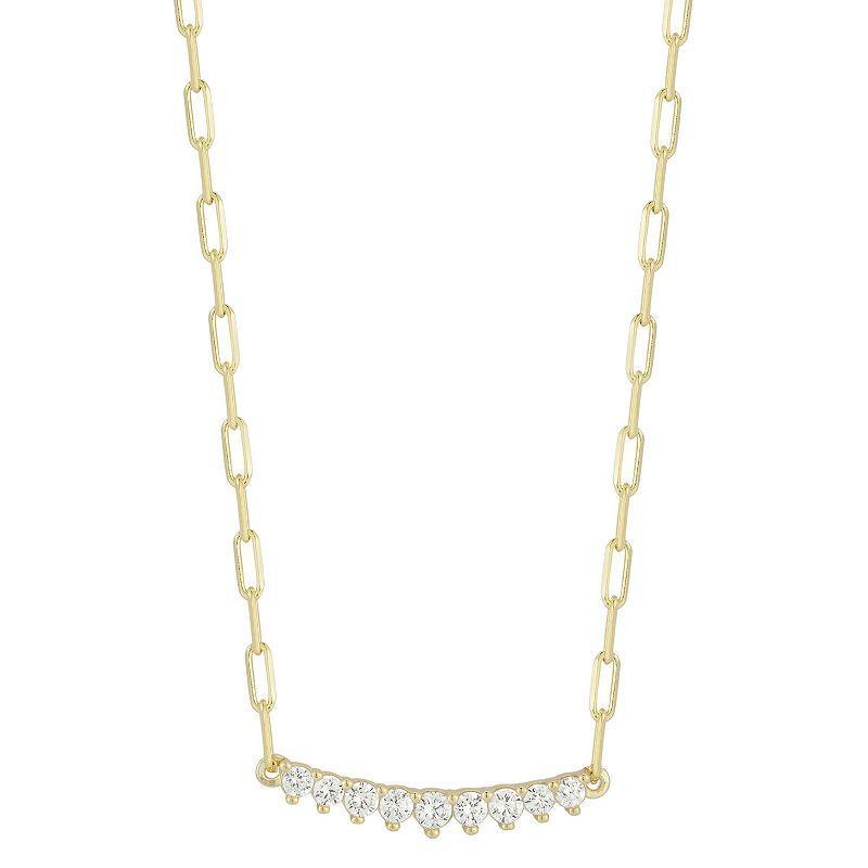 Sunkissed Sterling Cubic Zirconia Small Bar Necklace, Womens Gold Tone Product Image