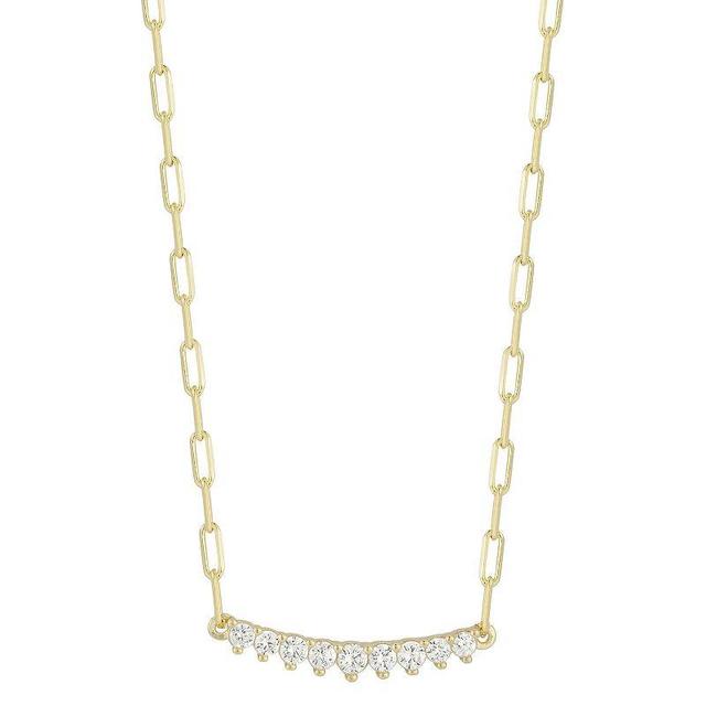 Sunkissed Sterling Cubic Zirconia Small Bar Necklace, Womens Gold Tone Product Image