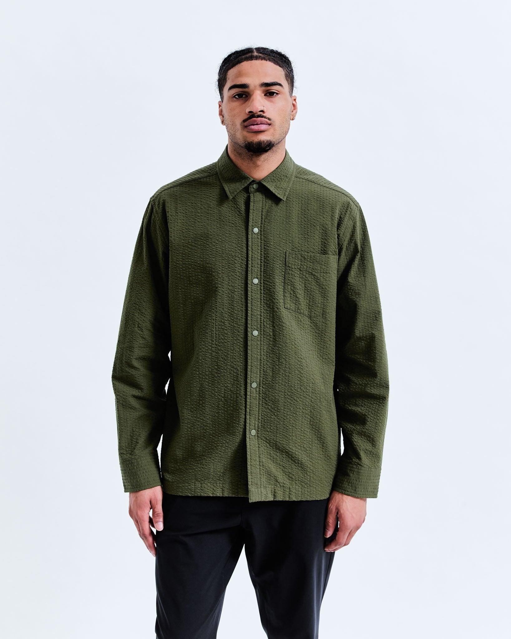 Cotton Seersucker Campus Overshirt Male Product Image