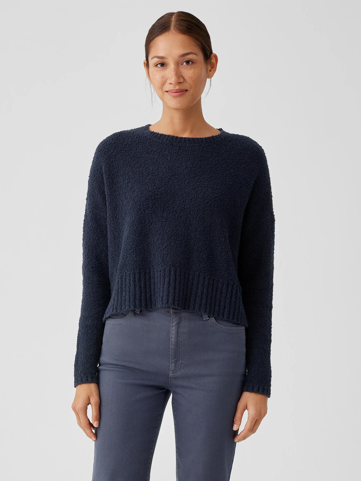 EILEEN FISHER Cotton Fluff Crew Neck Topfemale Product Image