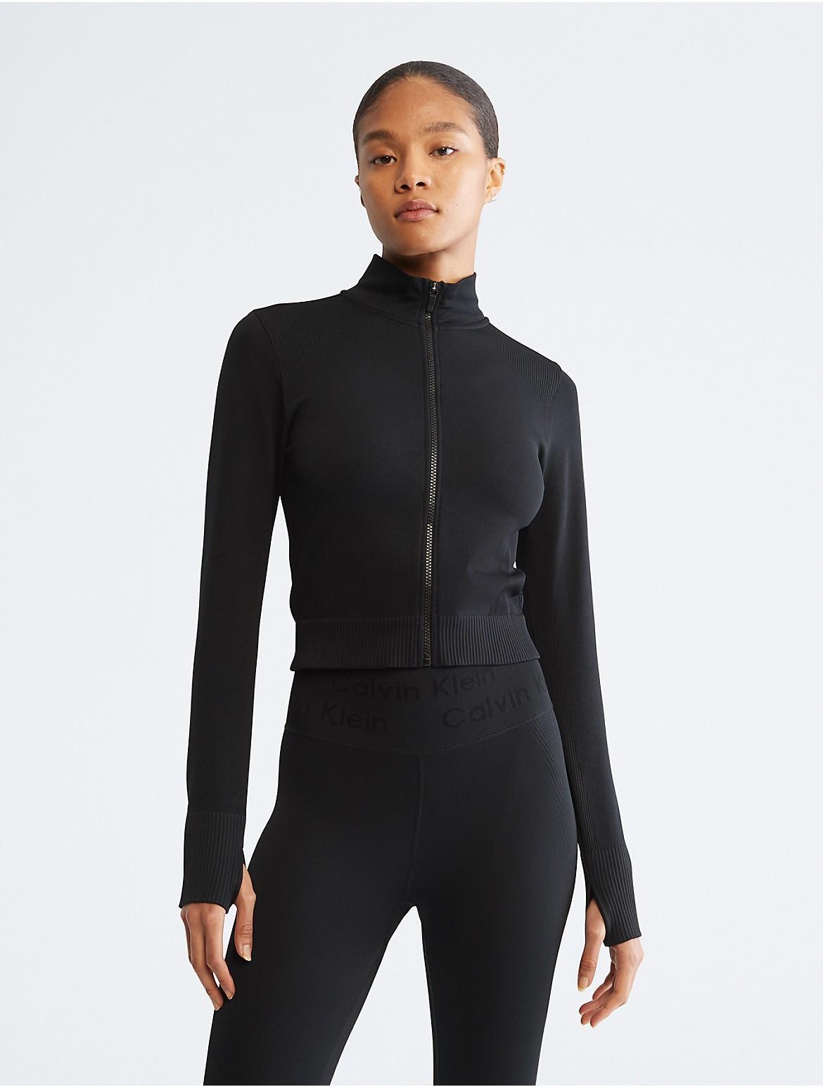 Calvin Klein Womens Performance Seamless Mock Neck Jacket - Black - L Product Image