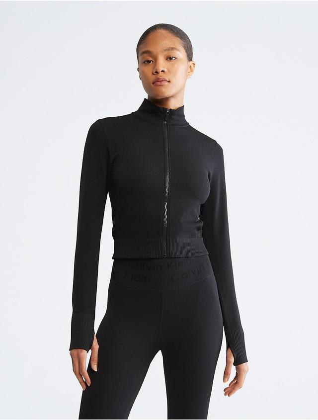 Calvin Klein Women's Performance Seamless Mock Neck Jacket - Black - L Product Image