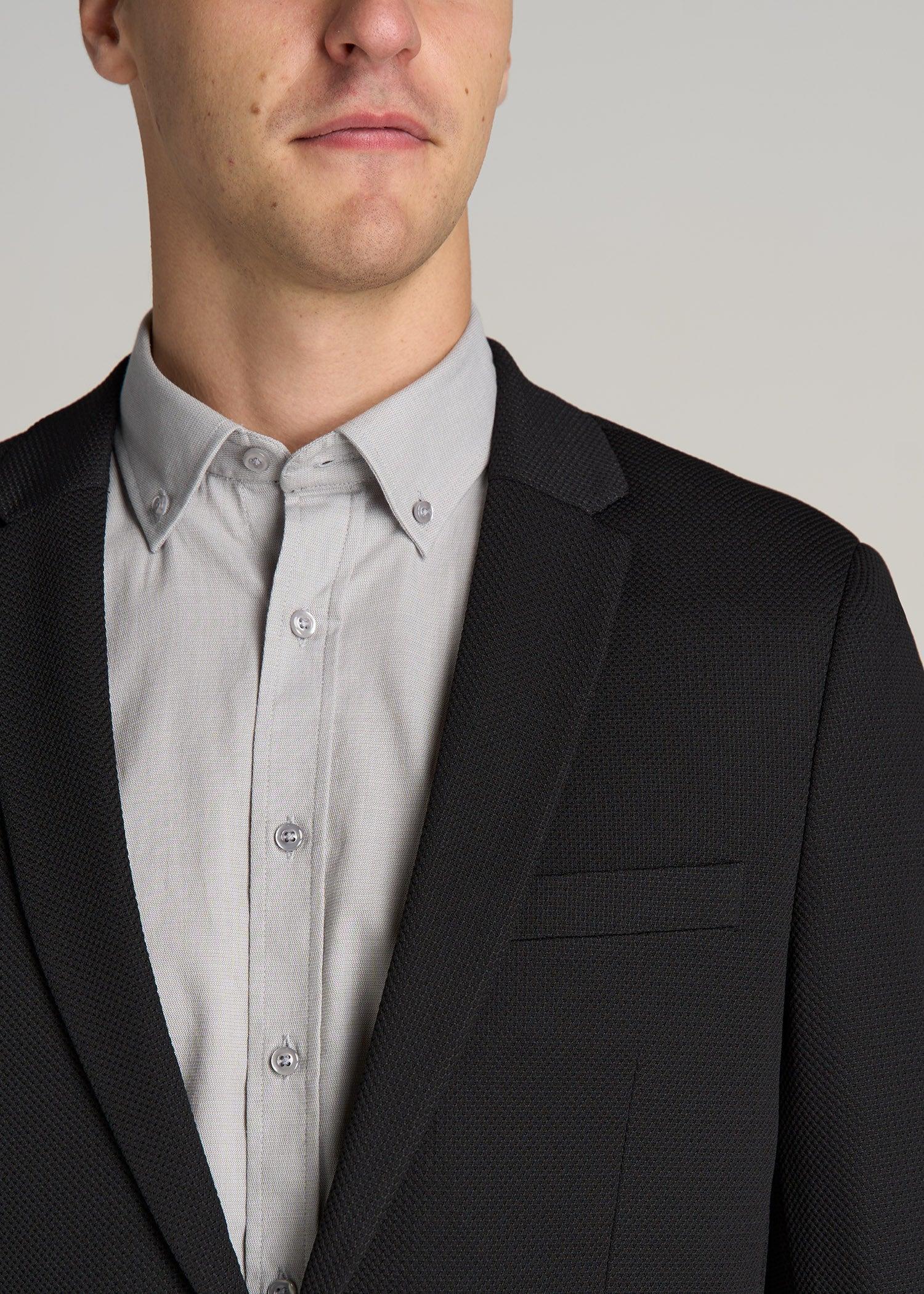 Textured Blazer for Tall Men in Black Male Product Image