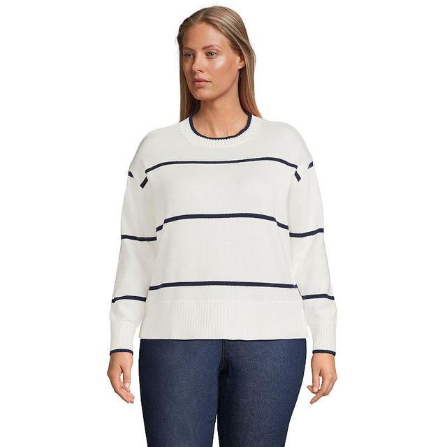 Plus Size Lands End Drifter Cotton Easy Fit Crewneck Sweater, Womens Natural Product Image