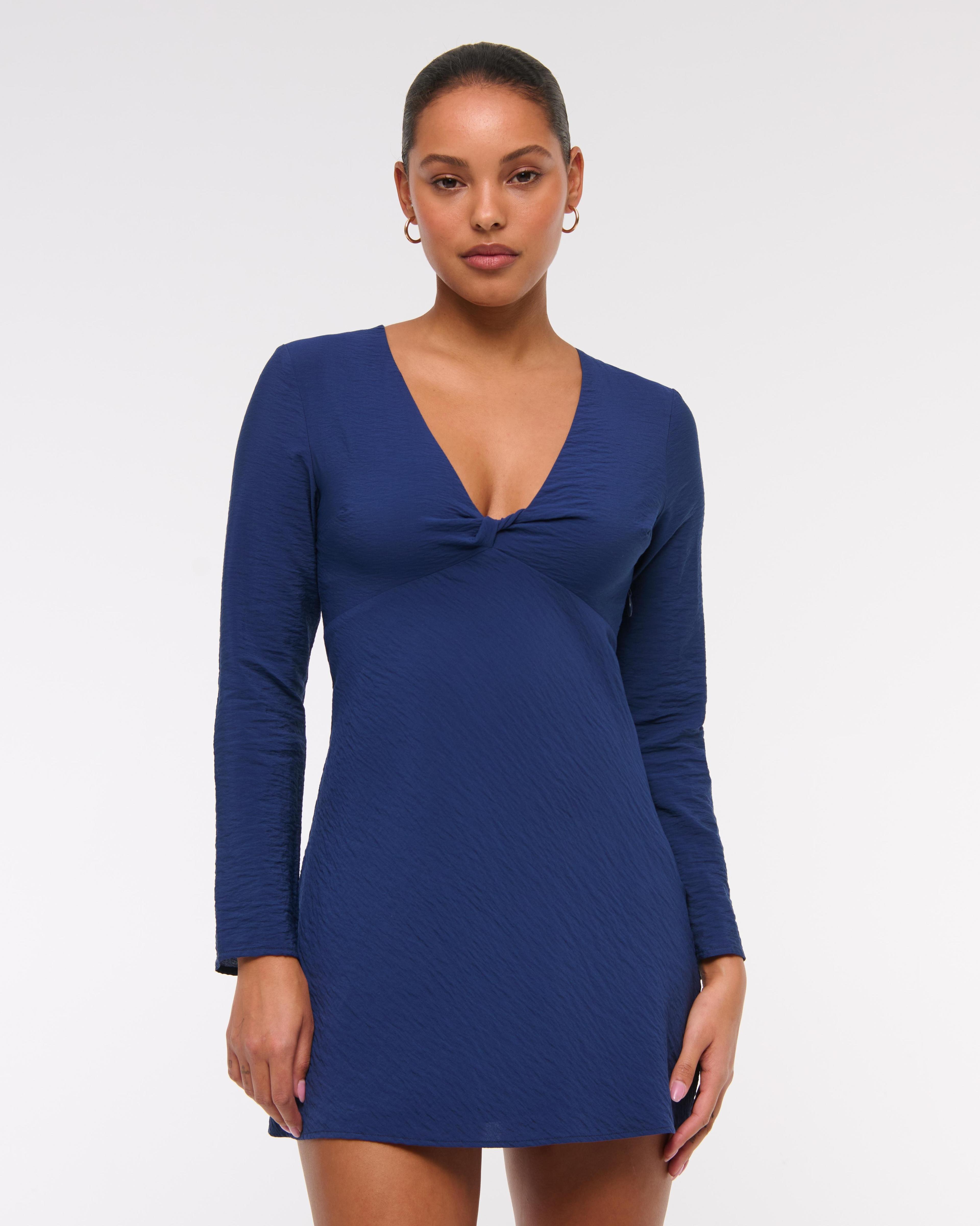 Long-Sleeve Twist Mini Dress Product Image