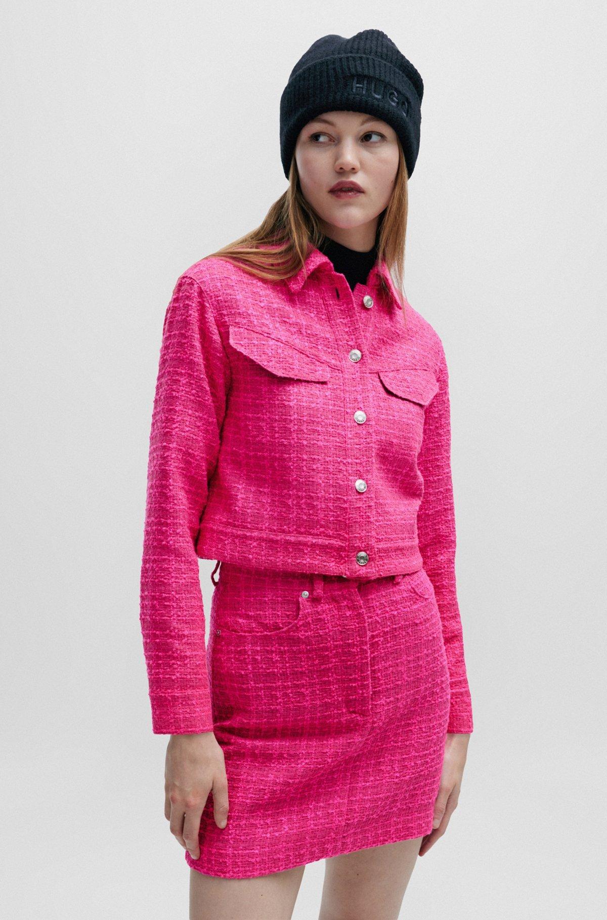 Relaxed-fit jacket in bouclé fabric with polished trims Product Image