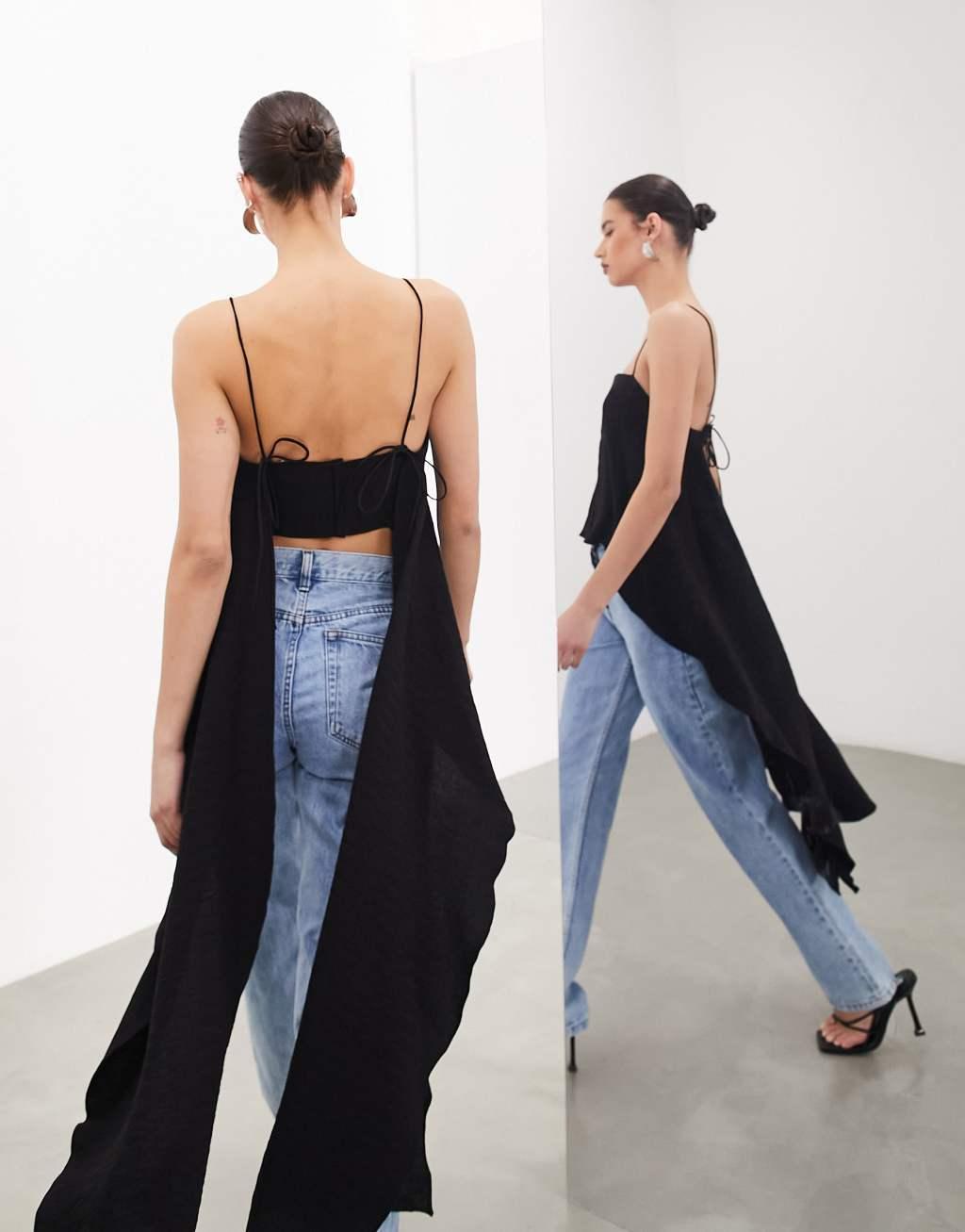 ASOS EDITION open back minimal top in black Product Image