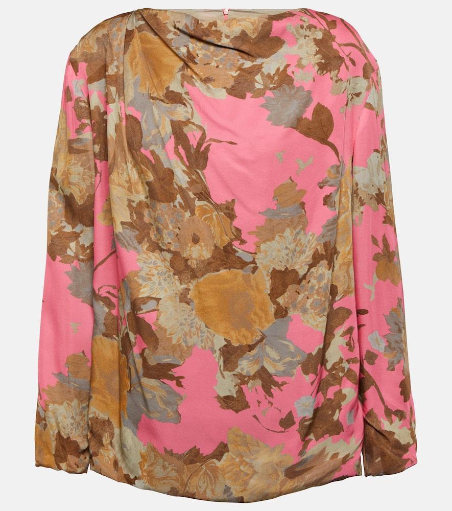 DRIES VAN NOTEN Printed Draped Blouse In Multicoloured product image