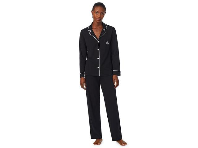 LAUREN Ralph Lauren Hammond Knit Long Sleeve Notch Collar Long PJ Set Women's Pajama Sets Product Image