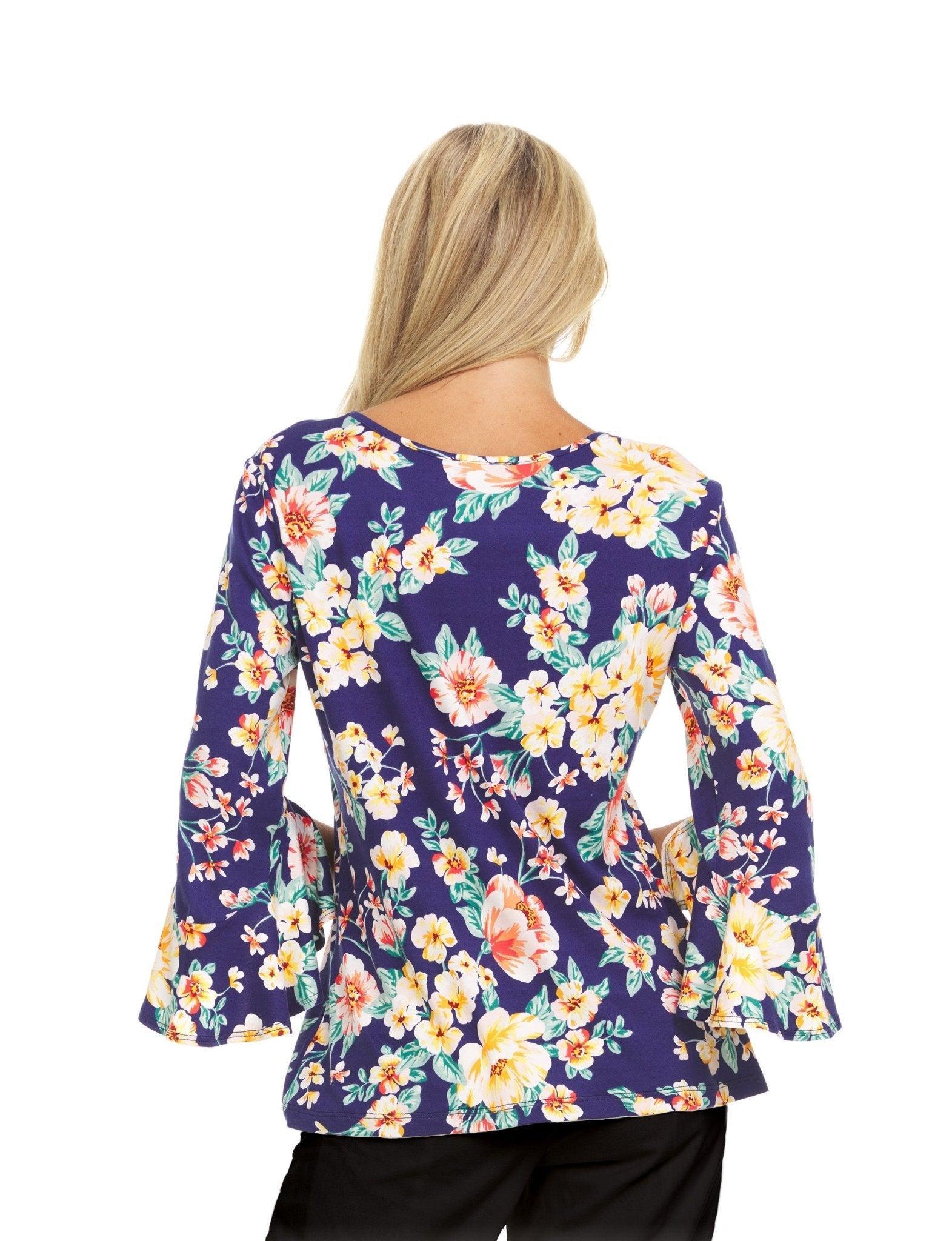 Printed V-neck Top With Flutter Sleeves And An Overlapping Hem Product Image