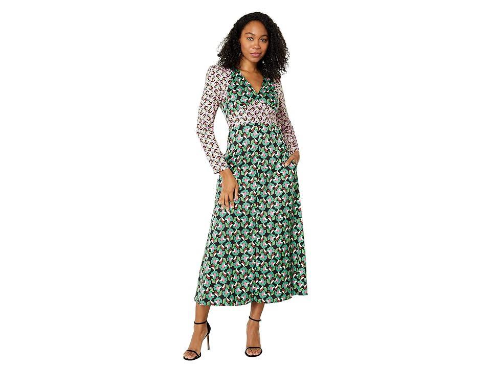 Donna Morgan Geo Print Midi Dress Teal) Women's Dress Product Image