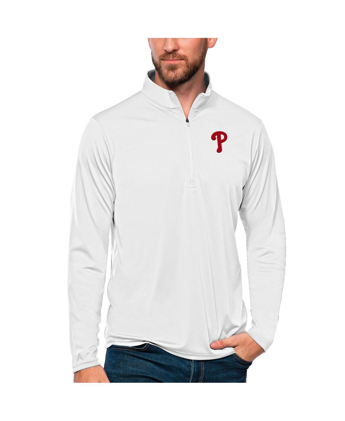 Antigua Mens White Philadelphia Phillies Tribute Quarter-Zip Pullover Top Product Image