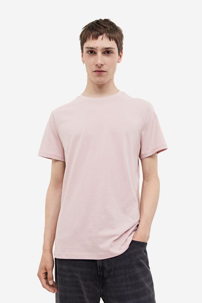 H & M - Regular Fit Crew-neck T-shirt - Pink Product Image