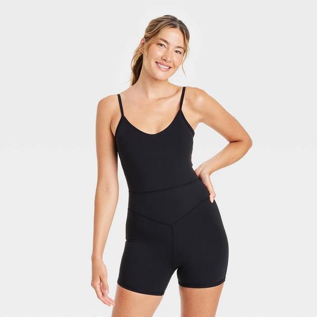 Womens Strappy Back Short Active Bodysuit - JoyLab Black XS Product Image