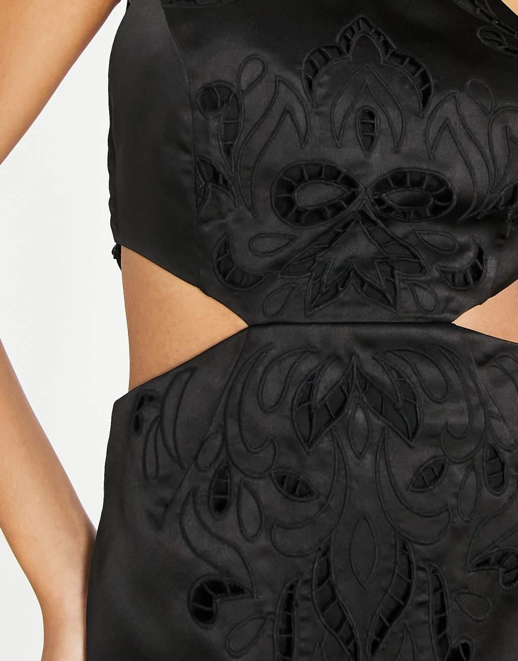 ASOS EDITION cutwork halter satin midi dress Product Image