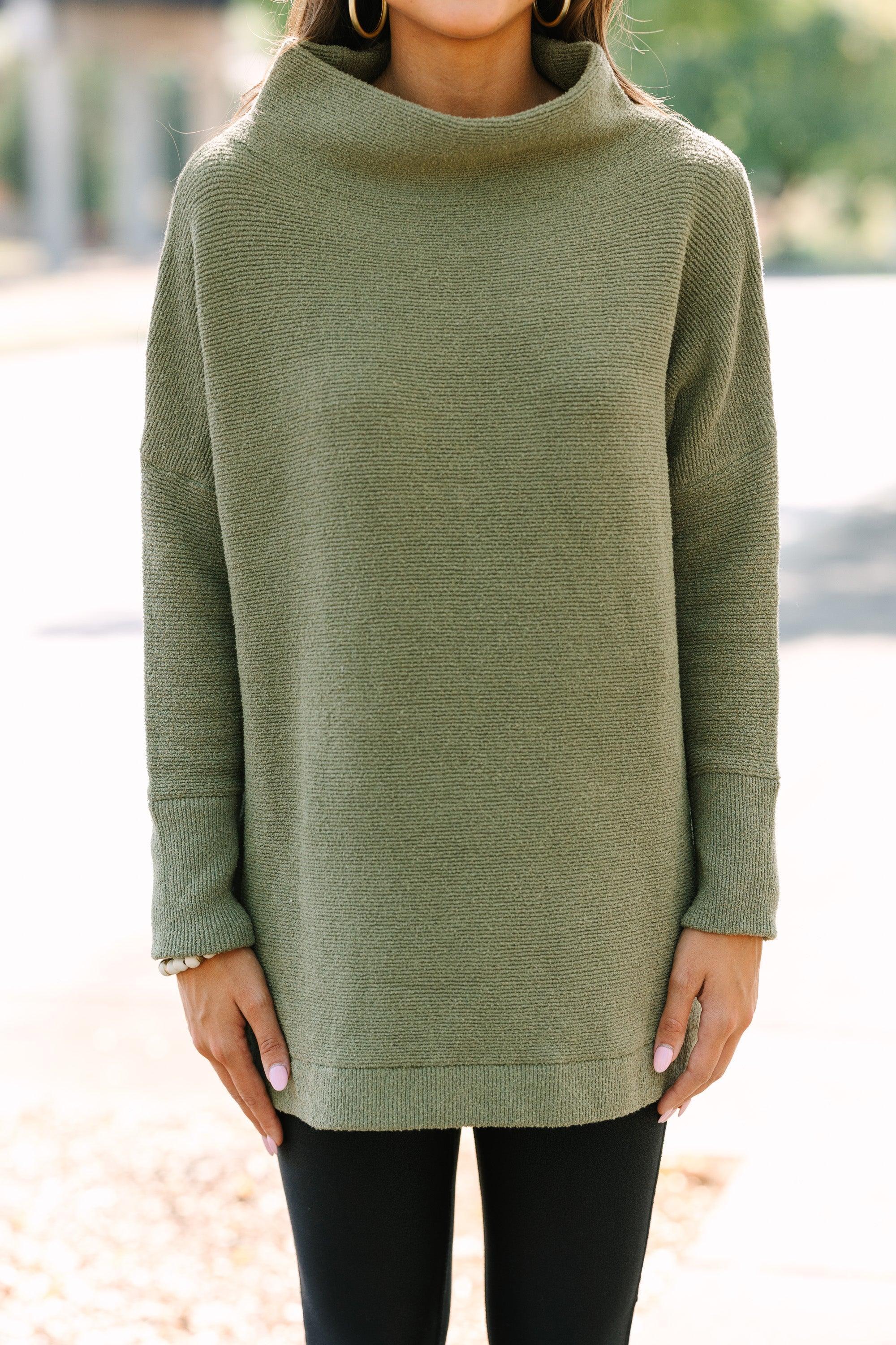 The Slouchy Olive Mock Neck Tunic Female Product Image