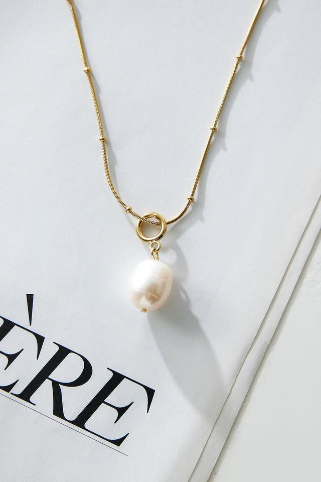 18k Gold Plated Statement Pearl Necklace Gold Product Image