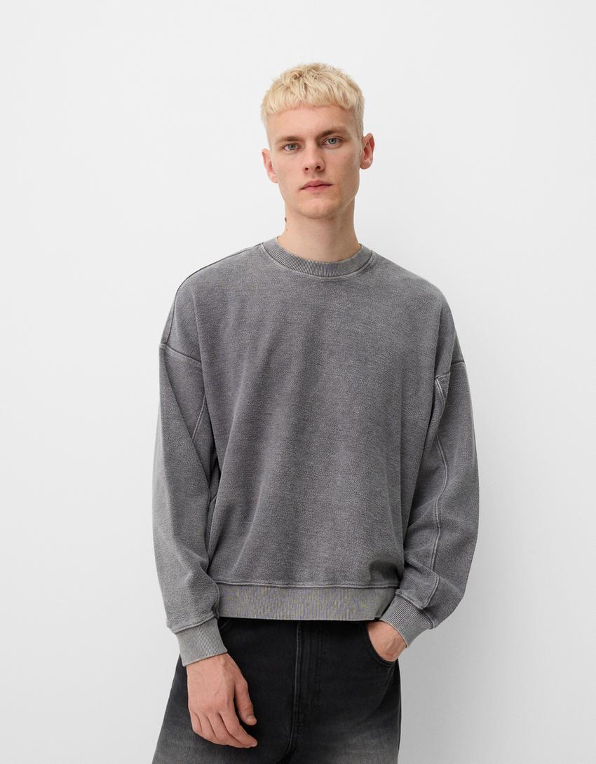 Faded-effect long sleeve sweatshirt product image