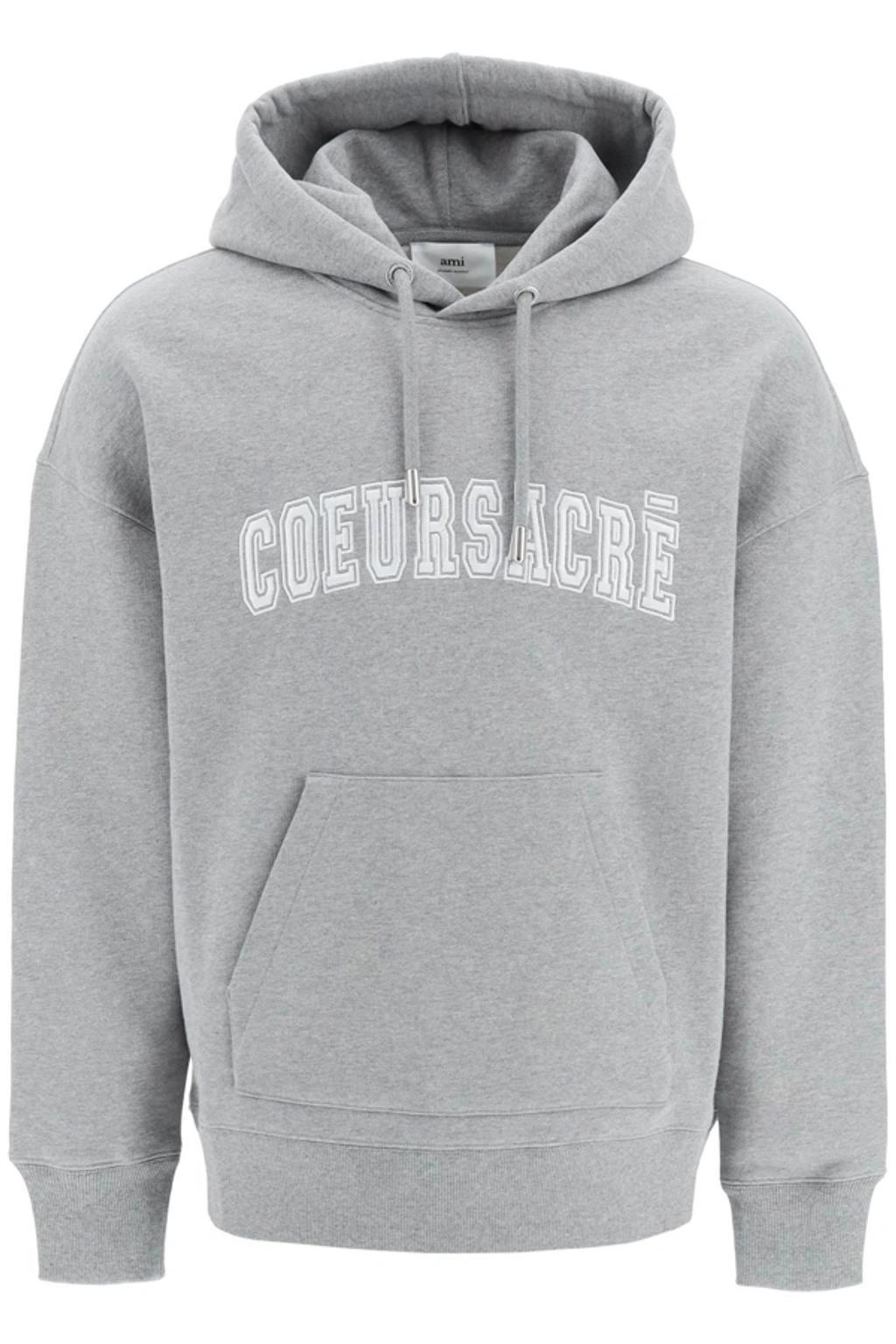 AMI ALEXANDRE MATTIUSSI Hoodie Mit Coeur Sacre-stickerei In Gray Product Image