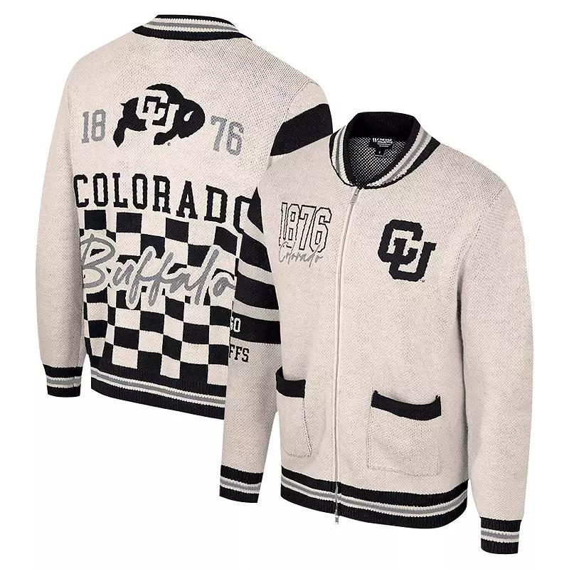 Womens Colosseum Cream Colorado Buffaloes Jacquard Full-Zip Sweater Product Image