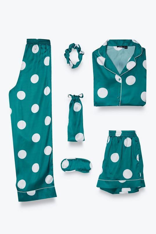 Satin 6pc Polka Dot Pajama Set Product Image