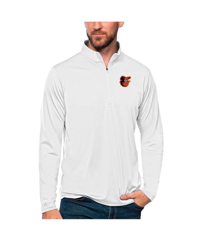 Antigua Mens White Baltimore Orioles Tribute Quarter-Zip Pullover Top Product Image